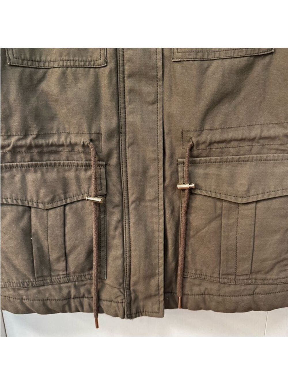 H&M Divided Olive Utility Jacket Women’s 4 Military Cargo Safari Layering Trendy - Picture 2 of 10